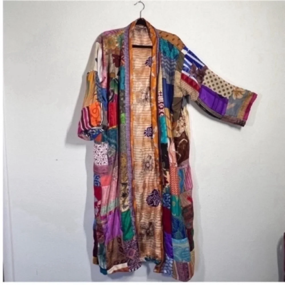 Colorful Patchwork Kimono Robe - Picture 8 of 8